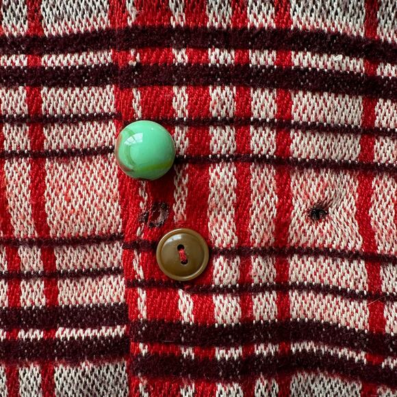 Verte Vallee Vintage Red Plaid Shacket Embellished Rare Shacket XL - Picture 6 of 11
